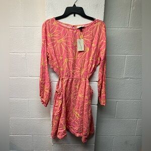 Universal Thread Pink and Yellow Floral Long Sleeve Dress. Large